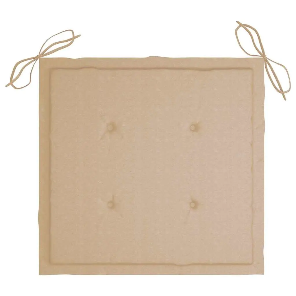 Folding Dining Chairs Set 8 Pieces Wood Acacia with Cushions Beige