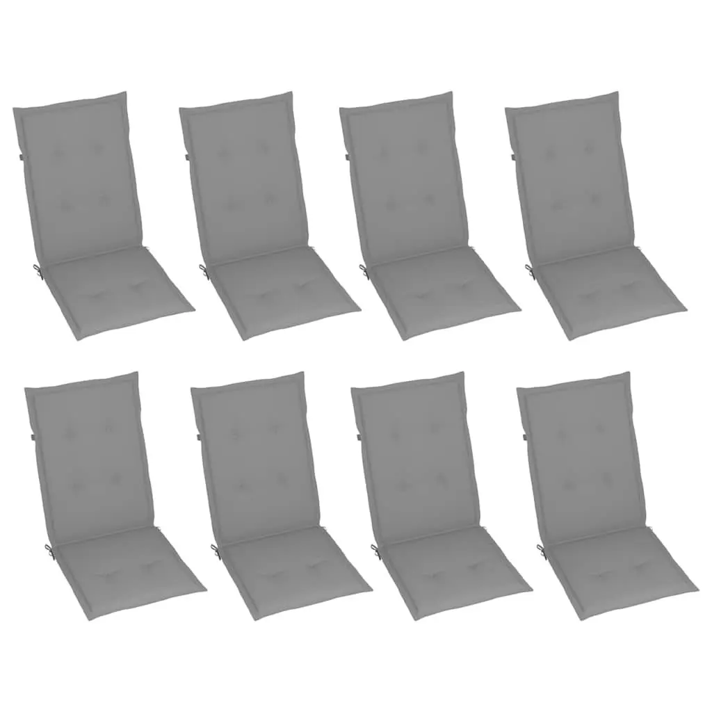 Outdoor Reclining Chairs Set 8 Piece Garden Seating Adjustable Backrest Grey Solid Wood