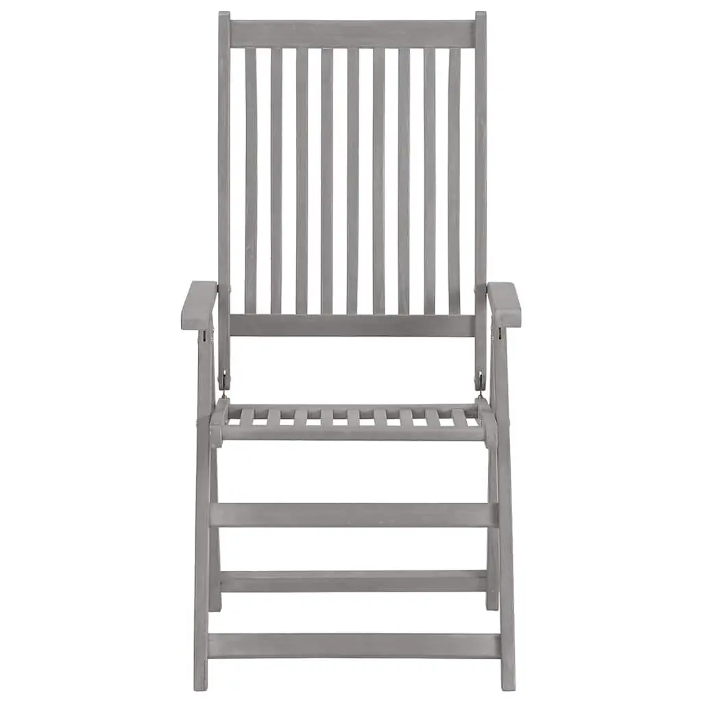 Outdoor Reclining Chairs Set 8 Piece Garden Seating Adjustable Backrest Grey Solid Wood
