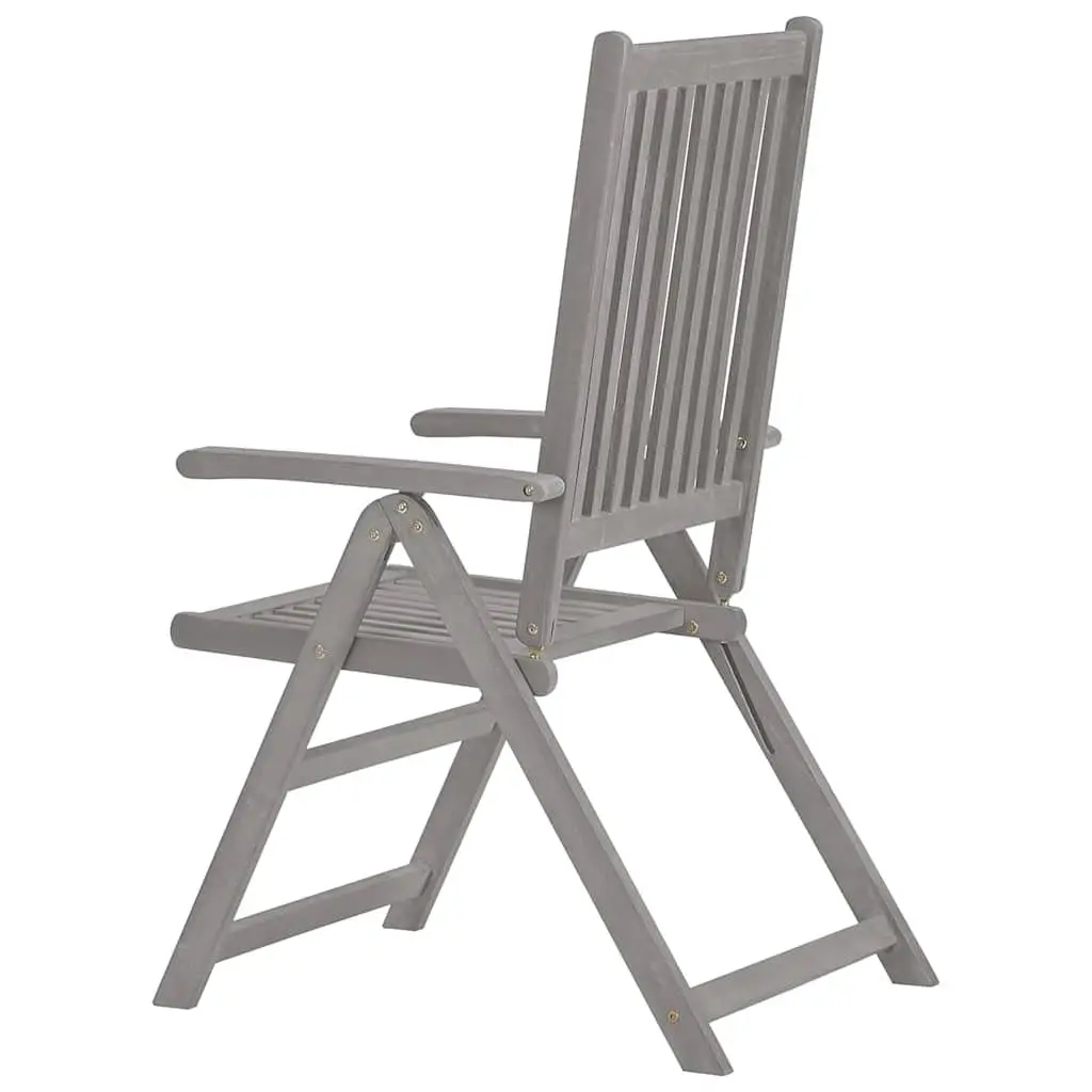 Outdoor Reclining Chairs Set 8 Piece Garden Seating Adjustable Backrest Grey Solid Wood