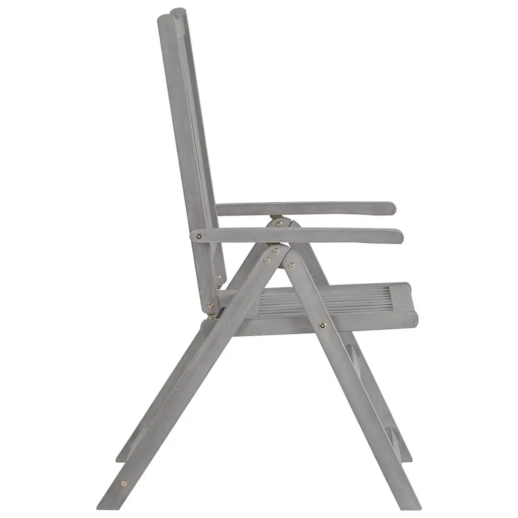 Outdoor Reclining Chairs Set 8 Piece Garden Seating Adjustable Backrest Grey Solid Wood