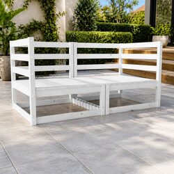 Outdoor 2-Seater Sofa Garden Patio Furniture Solid Wood Modular Lounge White
