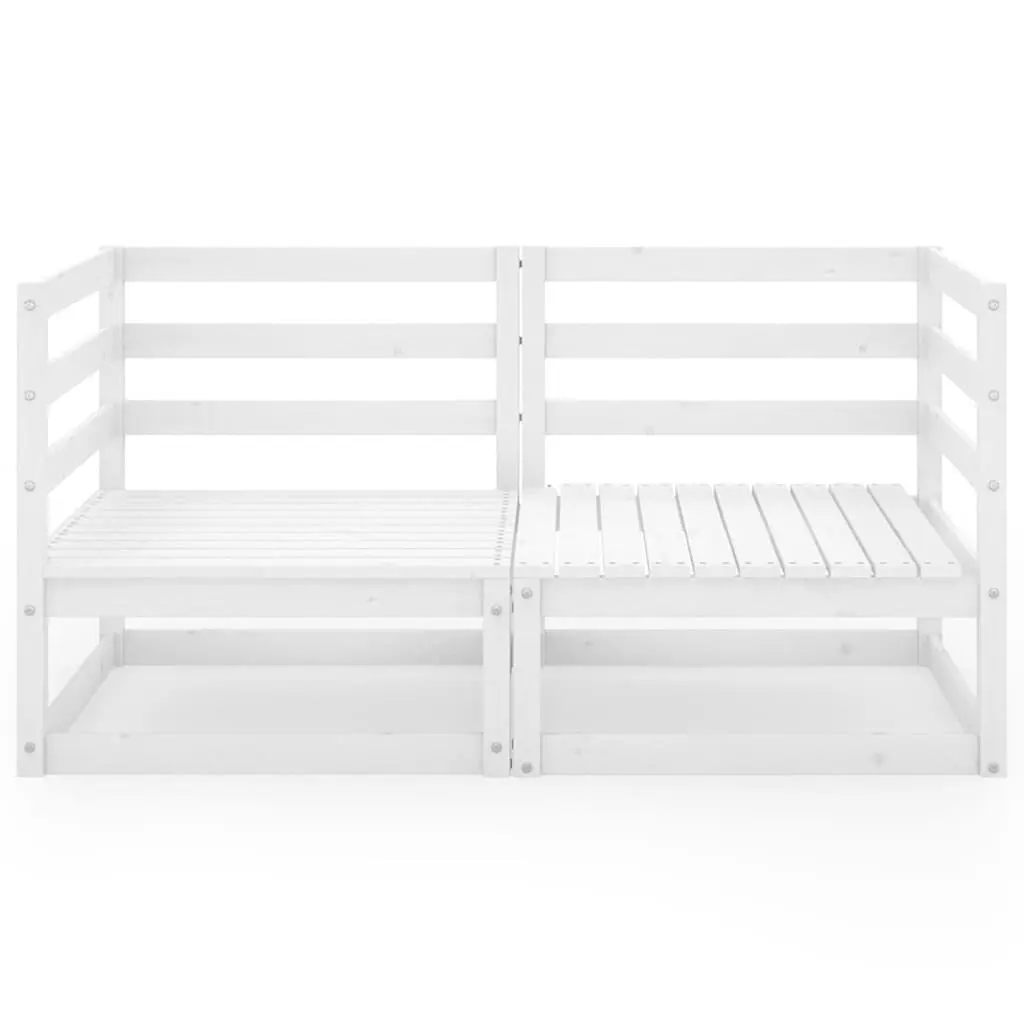 Outdoor 2-Seater Sofa Garden Patio Furniture Solid Wood Modular Lounge White
