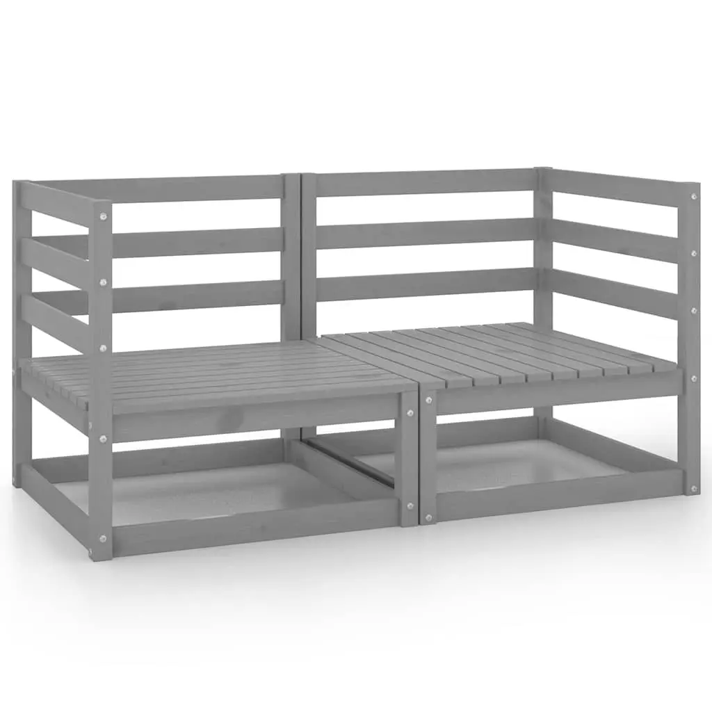 Outdoor 2-Seater Sofa Garden Lounge Patio Furniture Solid Wood Pinewood Grey
