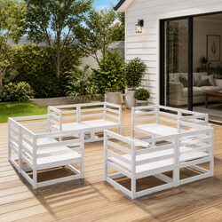 Garden Lounge Set 8 Piece Outdoor Furniture White Modular Seating Patio