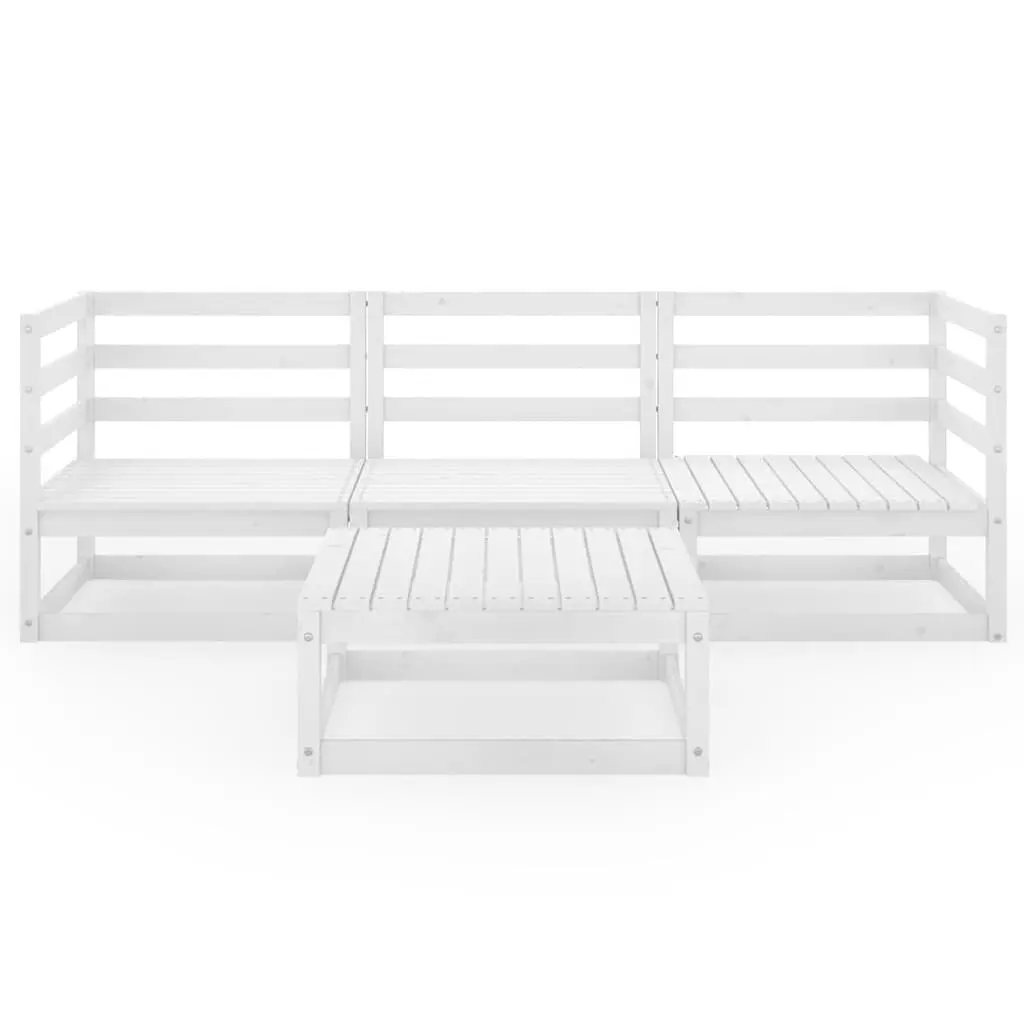 4 Piece Garden Lounge Set White Outdoor Furniture Solid Pinewood Patio Sofa