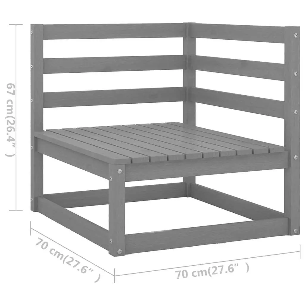 Garden Lounge Set 4 Piece Grey Outdoor Furniture Solid Pinewood Modular Relaxing
