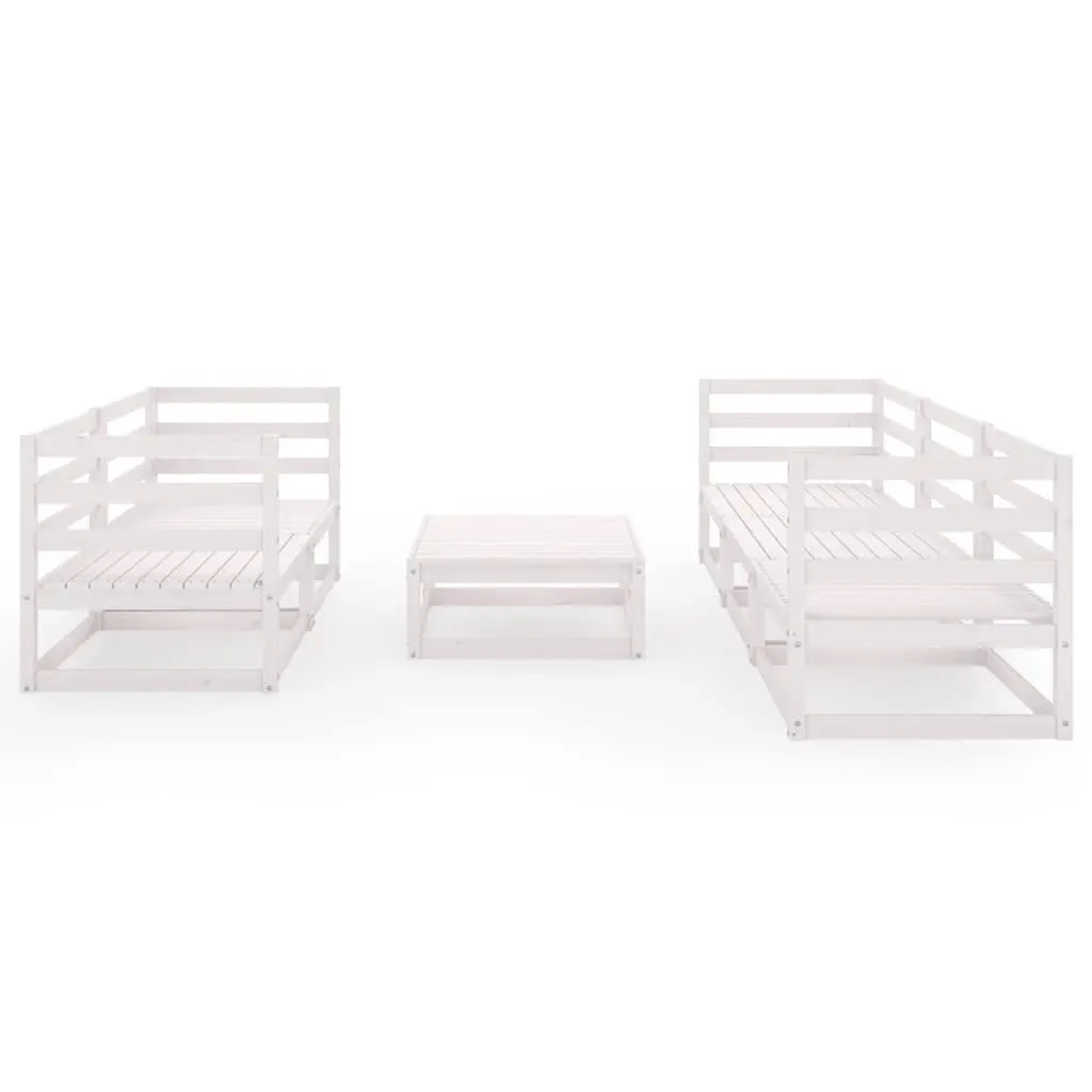 Garden Lounge Set 6 Piece White Solid Pinewood Outdoor Furniture Modular