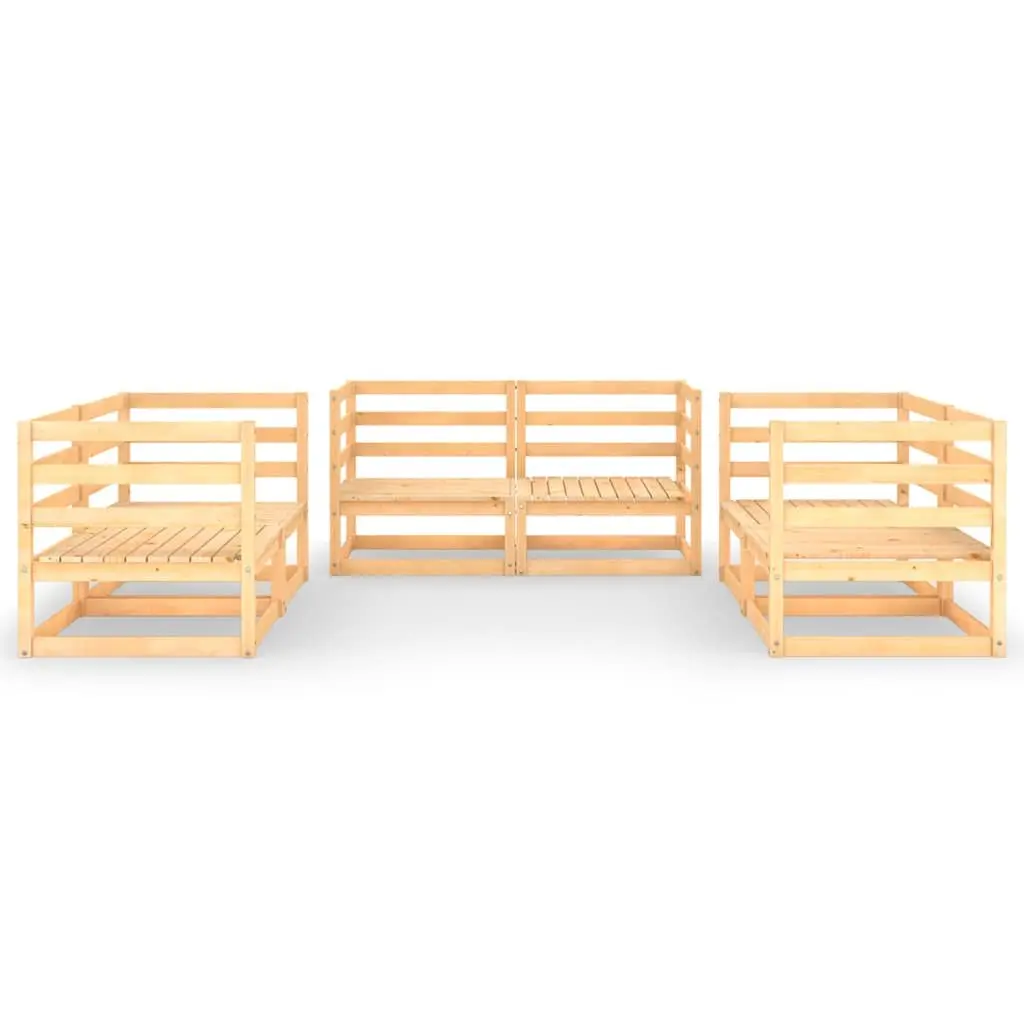 6 Piece Modular Lounge Set Solid Pinewood Outdoor Garden Sofa Brown