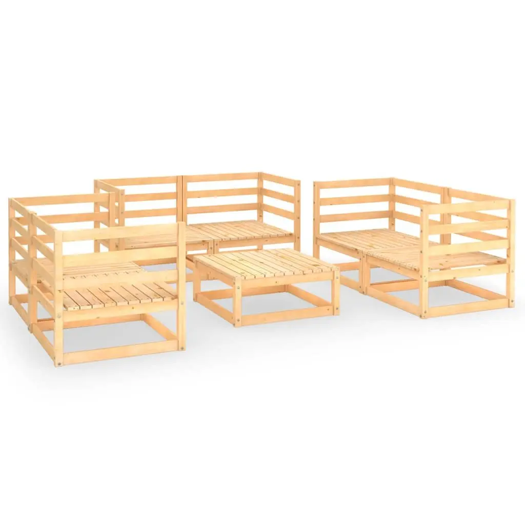 7 Piece Modular Garden Lounge Set Brown Solid Pinewood