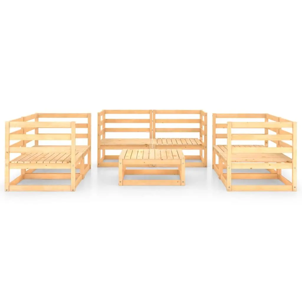 7 Piece Modular Garden Lounge Set Brown Solid Pinewood