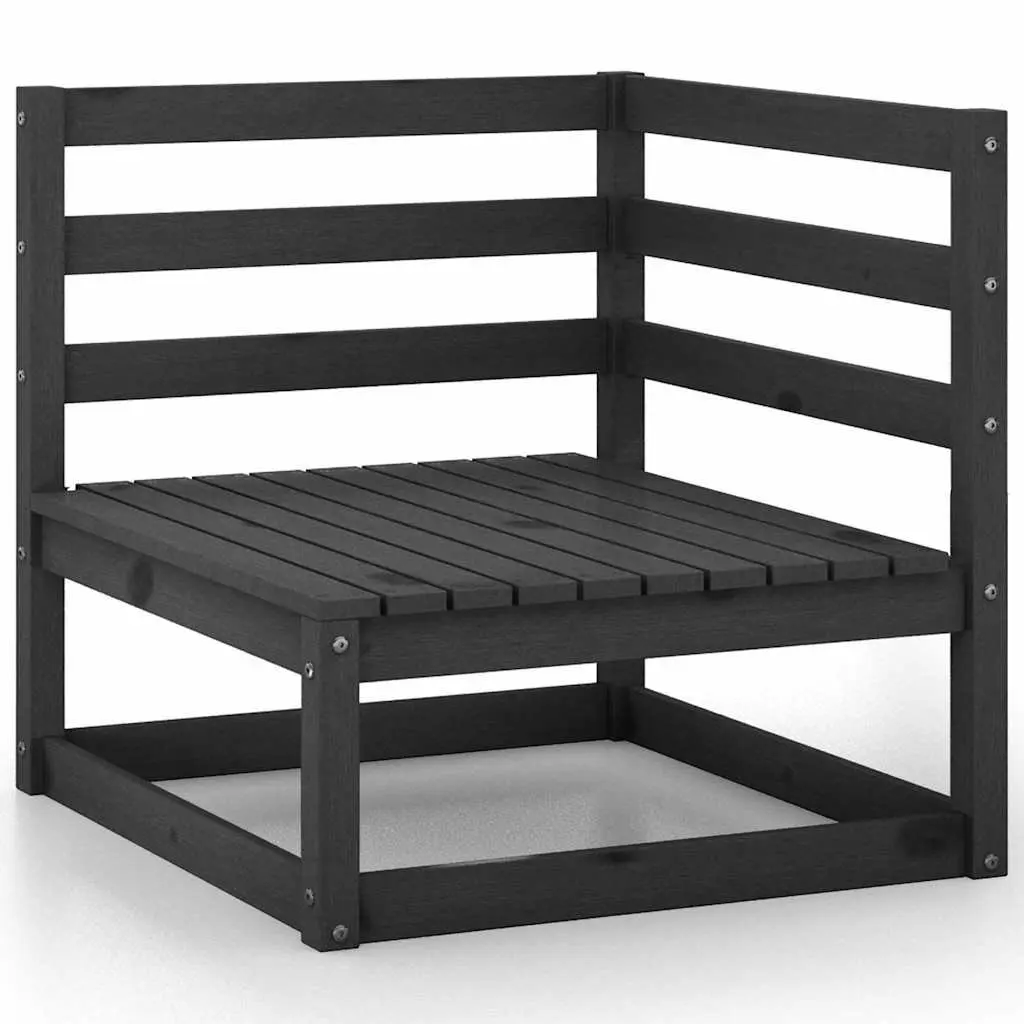 7 Piece Garden Lounge Set Outdoor Patio Furniture Black Solid Pinewood Modular