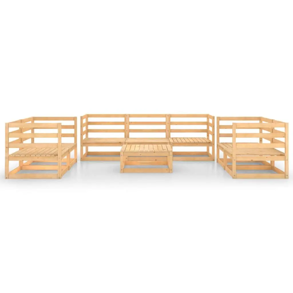 8 Piece Modular Garden Lounge Set Solid Pinewood Brown Outdoor Furniture