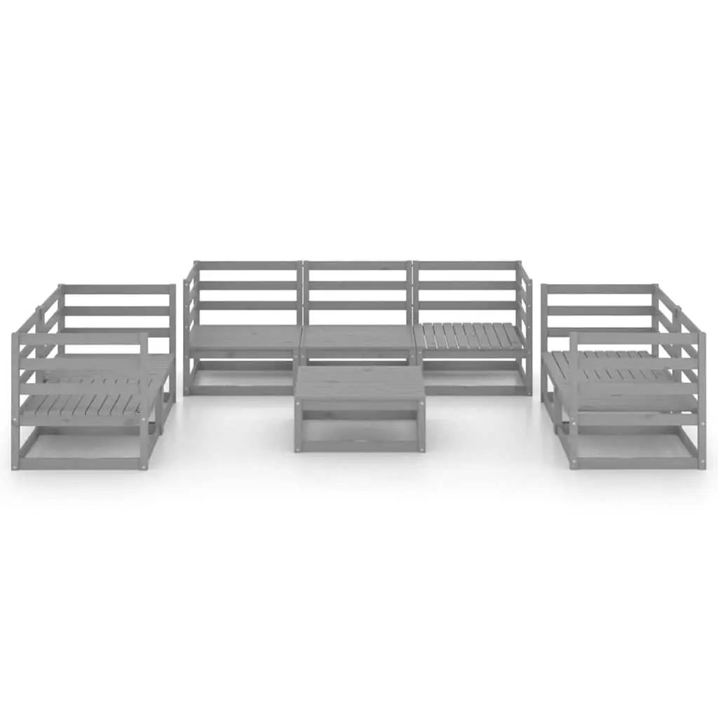 Garden Lounge Set 8 Piece Outdoor Furniture Grey Solid Wood Modular Patio