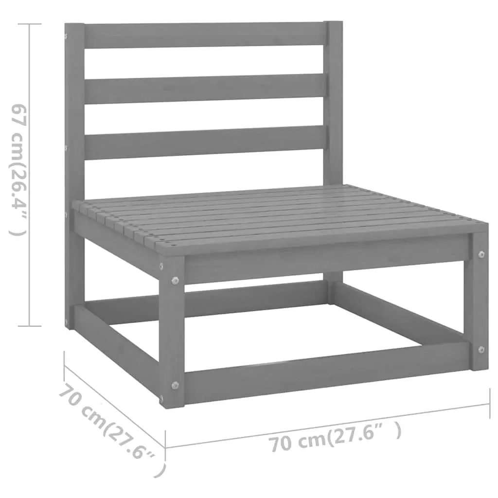 Garden Lounge Set 8 Piece Outdoor Furniture Grey Solid Wood Modular Patio