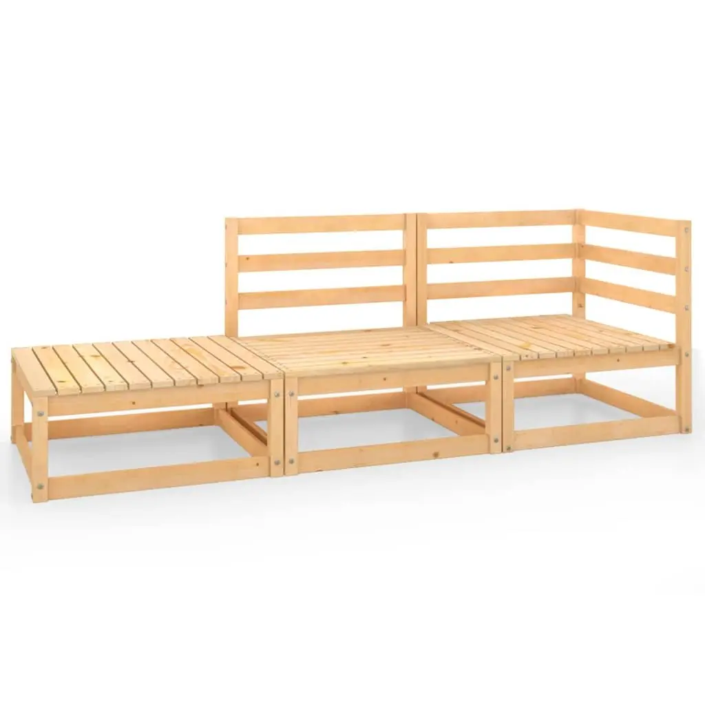 3 Piece Garden Lounge Set Solid Pinewood Brown Outdoor Furniture Patio Relax