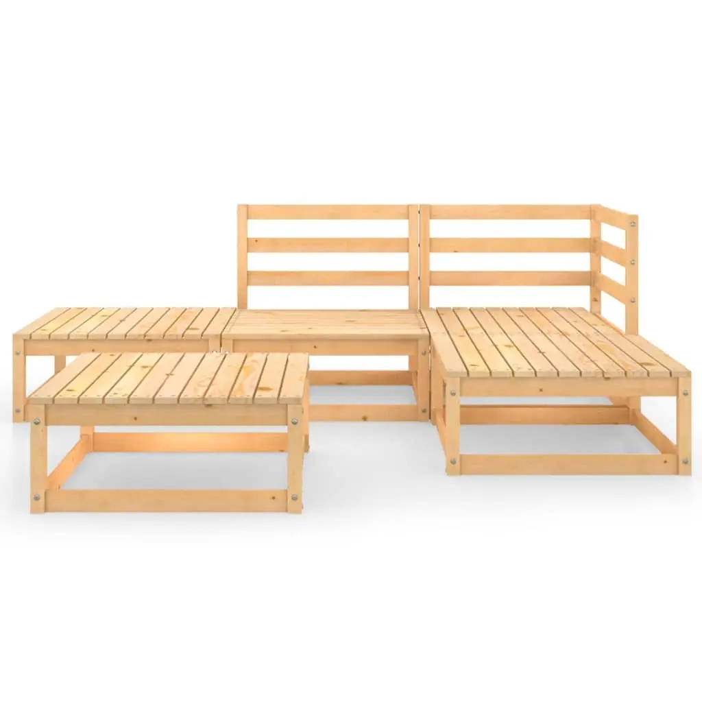 5 Piece Garden Lounge Set Outdoor Patio Furniture Brown Modular Seating