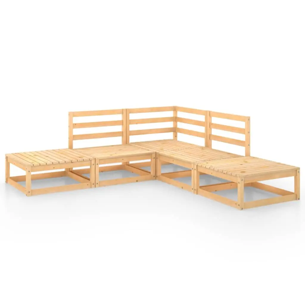 5 Piece Garden Lounge Set Modular Solid Pinewood Brown