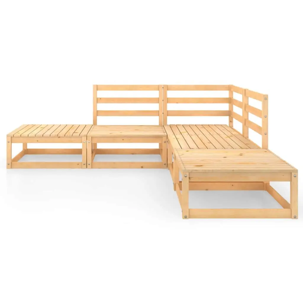 5 Piece Garden Lounge Set Modular Solid Pinewood Brown