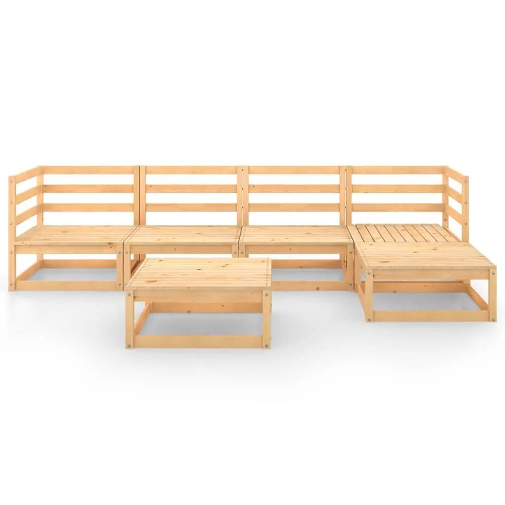 6 Piece Modular Garden Lounge Set Brown Solid Pinewood Outdoor Furniture