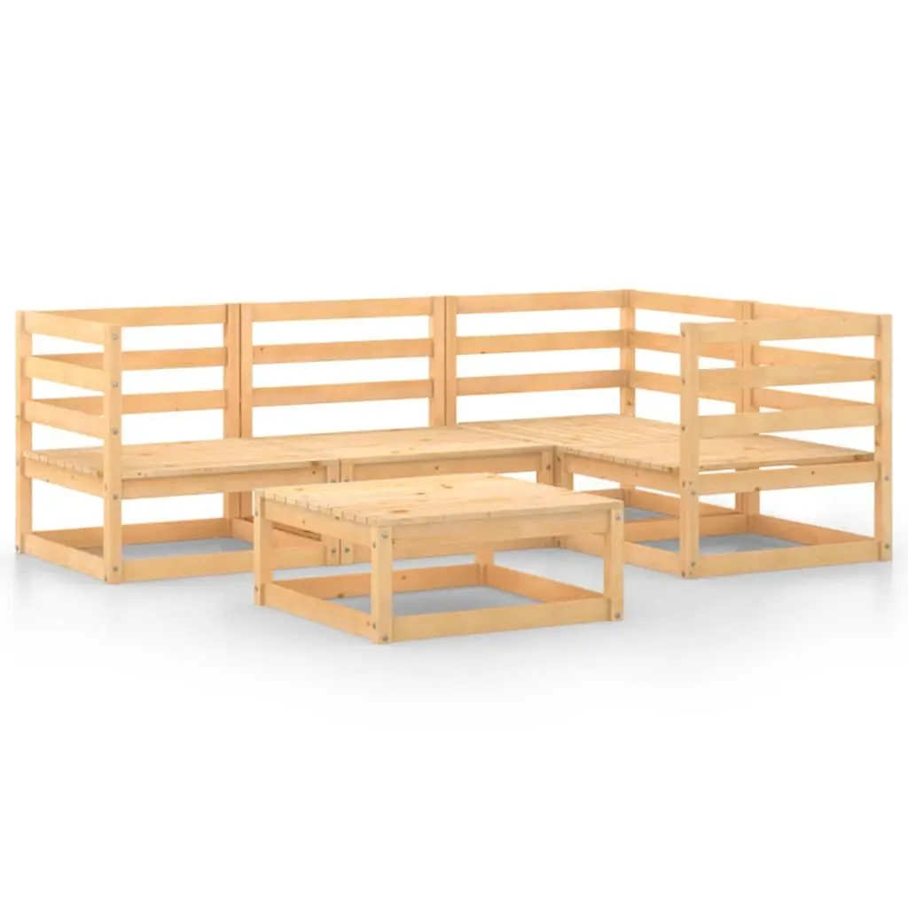 5 Piece Modular Garden Lounge Set Outdoor Furniture Brown