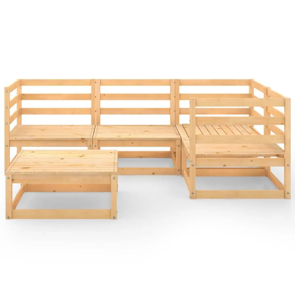 5 Piece Modular Garden Lounge Set Outdoor Furniture Brown