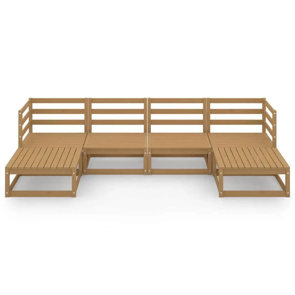 6 Piece Garden Lounge Set Solid Pinewood Brown Outdoor Furniture