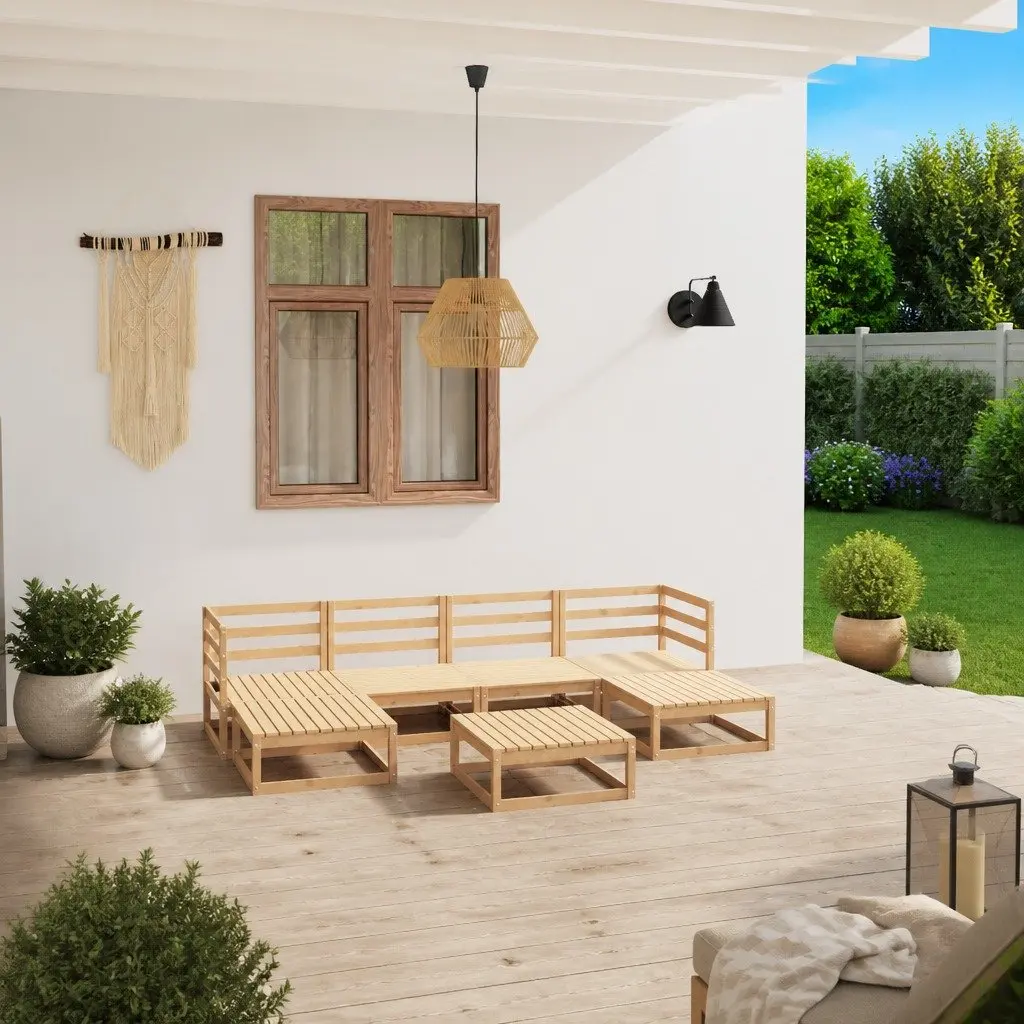 7 Piece Modular Garden Lounge Set Outdoor Furniture Brown