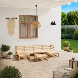 7 Piece Garden Lounge Set Outdoor Furniture Patio Brown Modular Seating Sofa