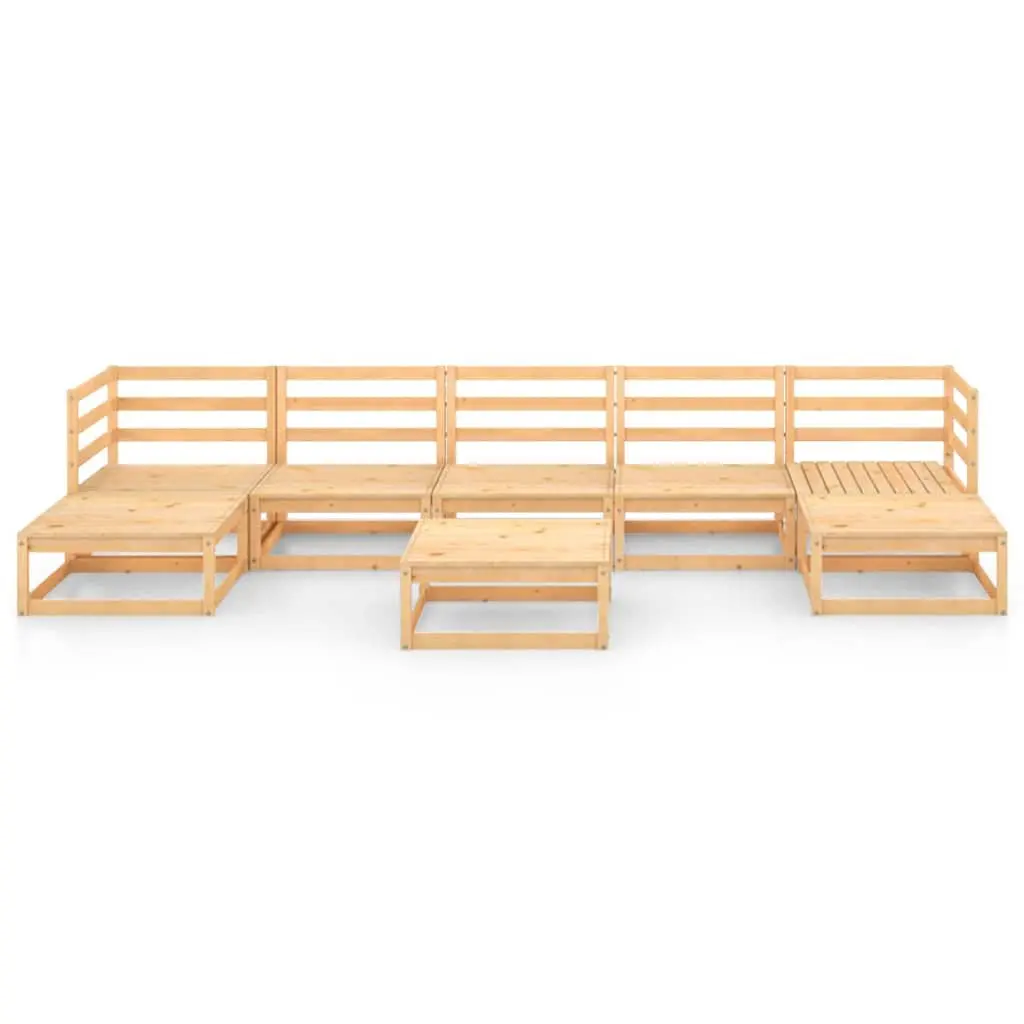 8 Piece Modular Garden Lounge Set Brown Pinewood Outdoor Furniture