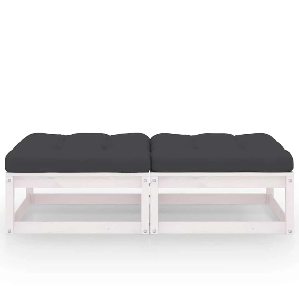 Garden Footstools with Cushions 2 pcs Solid Wood Pine Outdoor Seating Relax