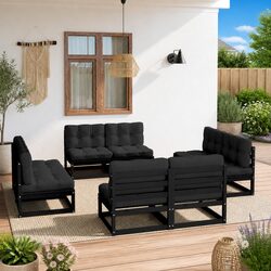 Garden Lounge Set 8 Piece Outdoor Furniture with Cushions Pinewood Black