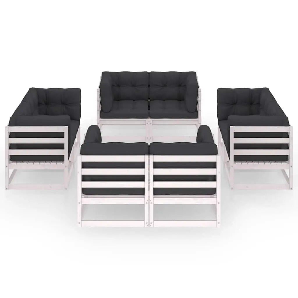 Garden Lounge Set 8 Piece Outdoor Furniture with Cushions White Seating
