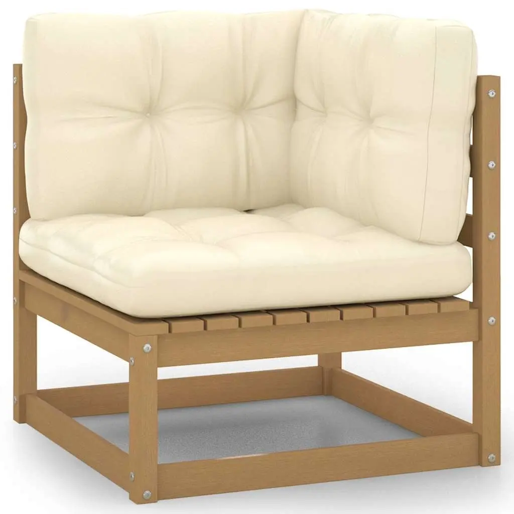 Garden Lounge Set 8 Piece Outdoor Furniture with Cushions Brown Pinewood