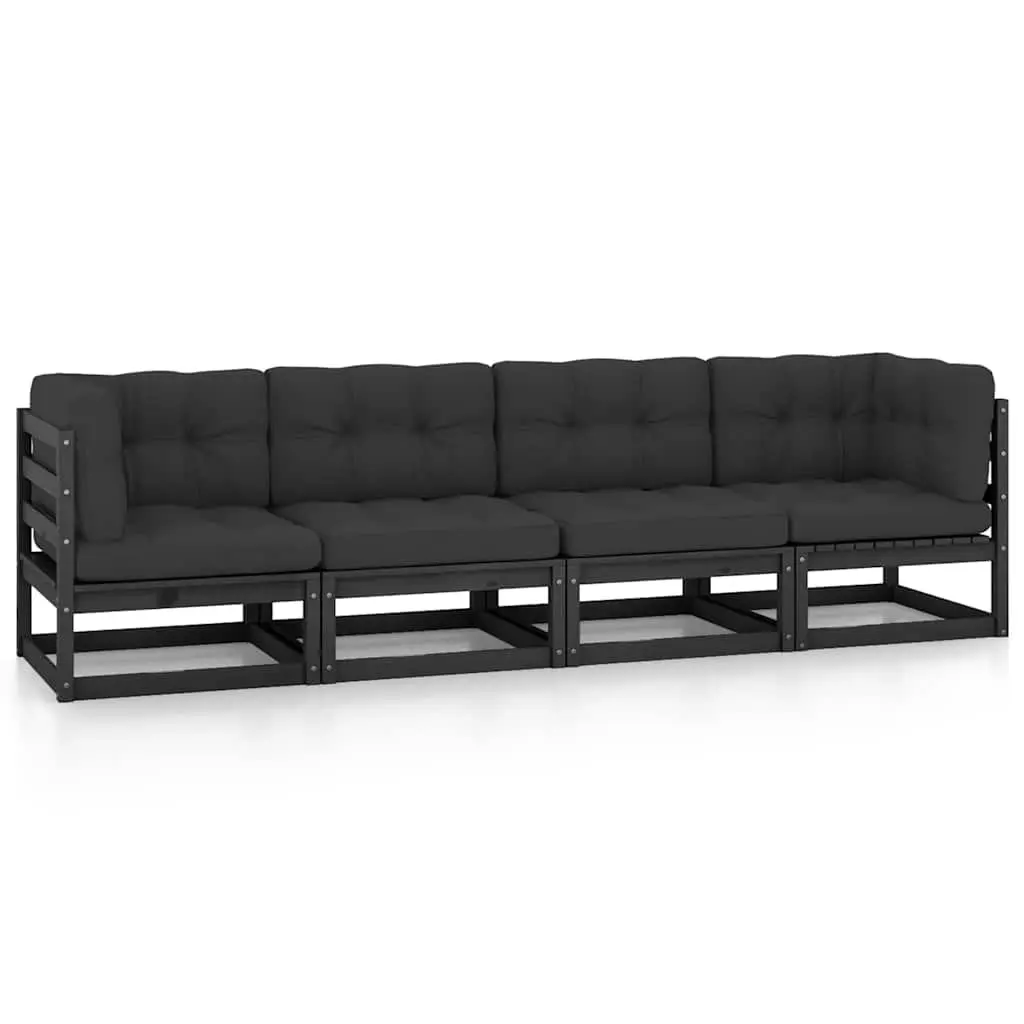 4-Seater Garden Sofa with Cushions Solid Pinewood Outdoor Patio Couch
