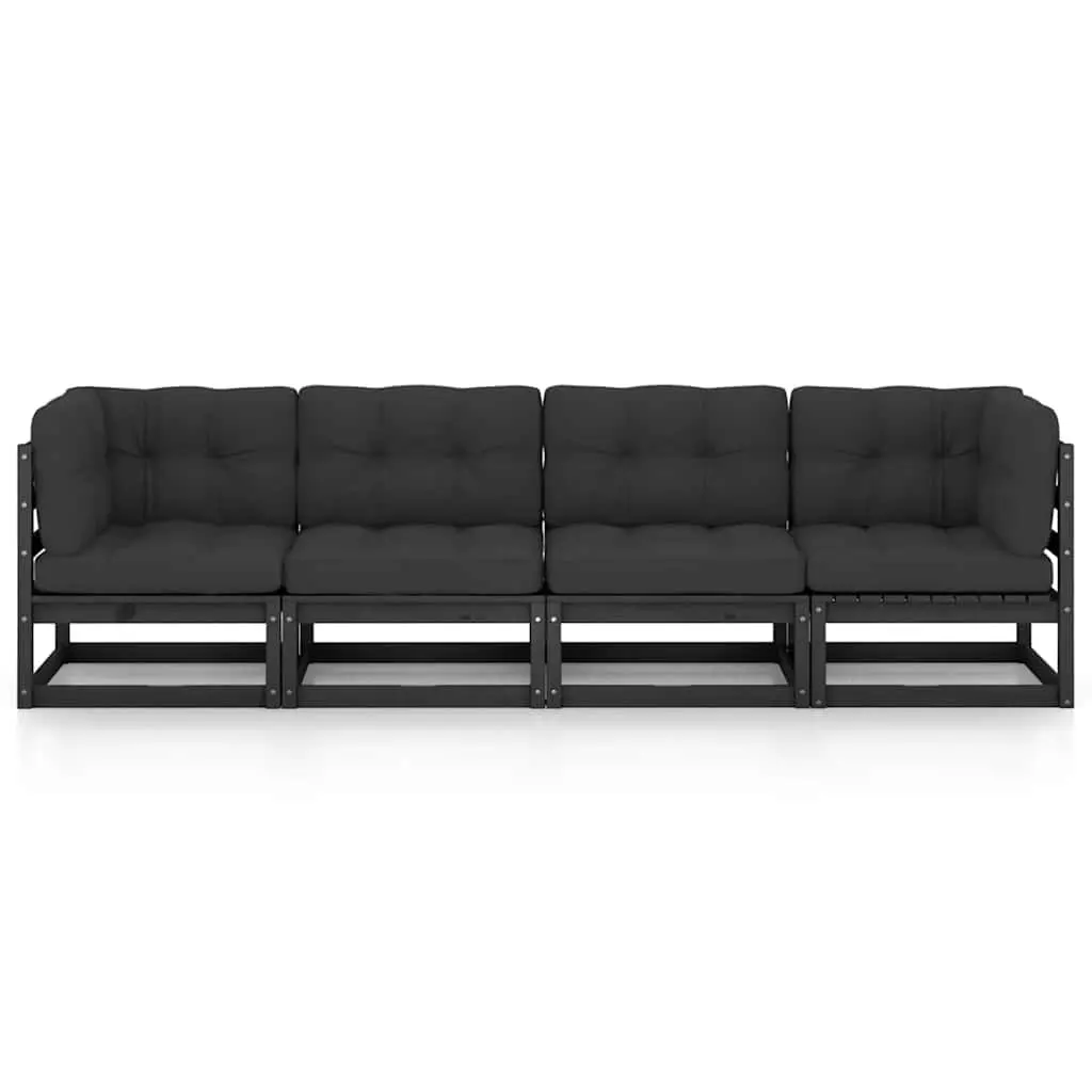 4-Seater Garden Sofa with Cushions Solid Pinewood Outdoor Patio Couch
