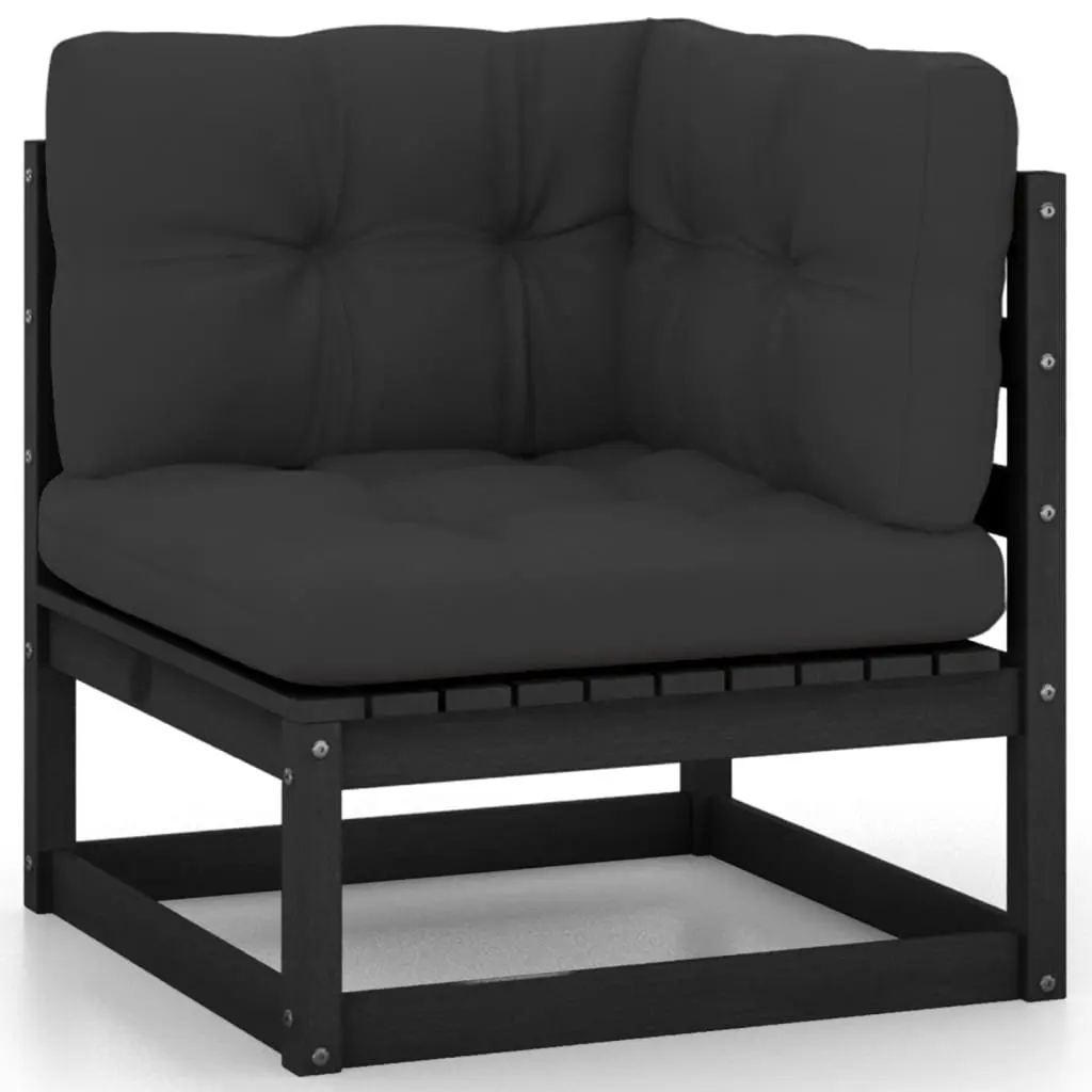 Garden Lounge Set 6 Piece Outdoor Furniture Black with Cushions Modular