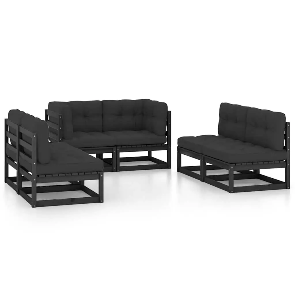 Garden Lounge Set 6 Piece Outdoor Furniture with Cushions Solid Wood Patio