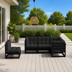 Garden Lounge Set 5 Piece Outdoor Furniture Black Cushions Modular Patio