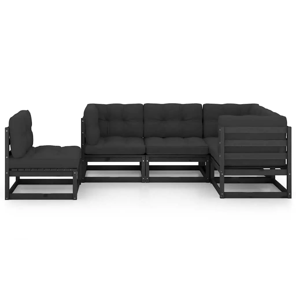 Garden Lounge Set 5 Piece Outdoor Furniture Black Cushions Modular Patio