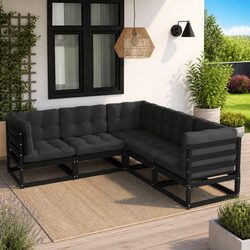 Your Ideal 5-Piece Garden Lounge Set with Cushions in Black