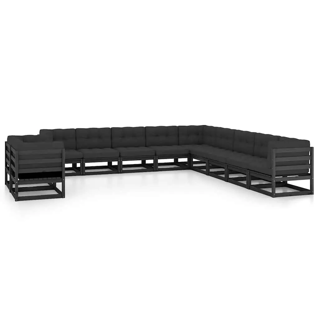 11 Piece Garden Lounge Set Solid Pinewood with Cushions Outdoor Furniture