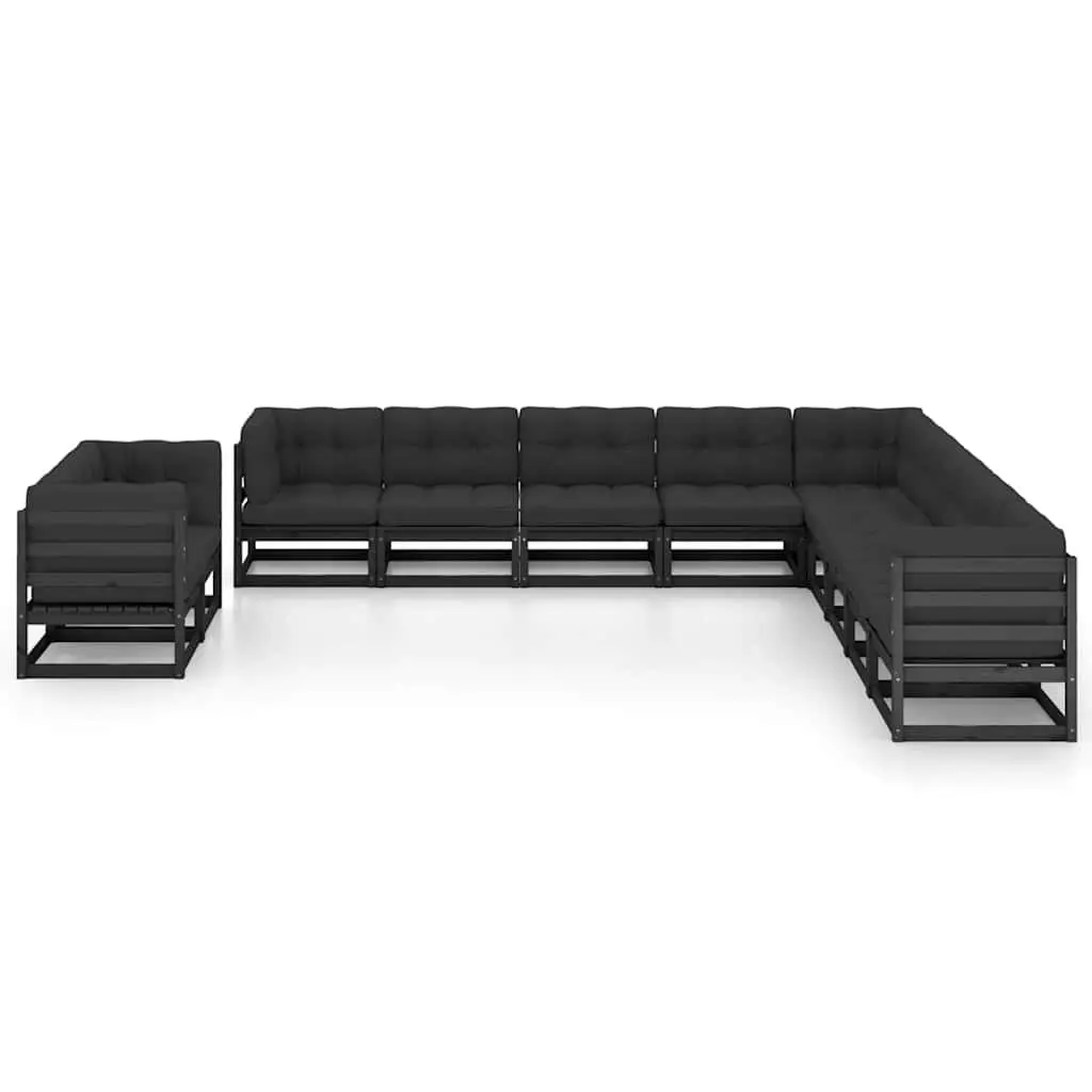 11 Piece Garden Lounge Set Solid Pinewood with Cushions Outdoor Furniture