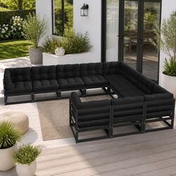 Relax with the 10 Piece Outdoor Lounge Set - Black Pinewood