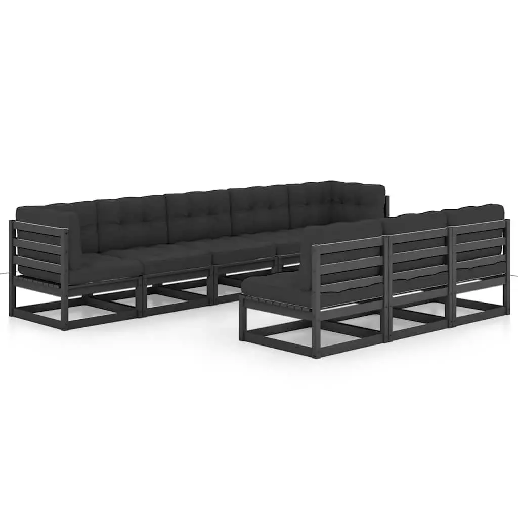 Garden Lounge Set Modular 8 Piece Outdoor Furniture Patio Sofa with Cushions Black