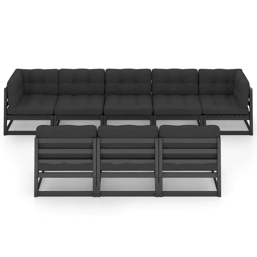 Garden Lounge Set Modular 8 Piece Outdoor Furniture Patio Sofa with Cushions Black
