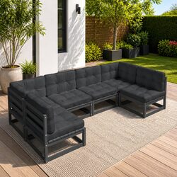 Friendly 6 Piece Lounge Set in Black Pinewood