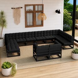 Enjoy Your Outdoors with 12 Piece Black Lounge Set