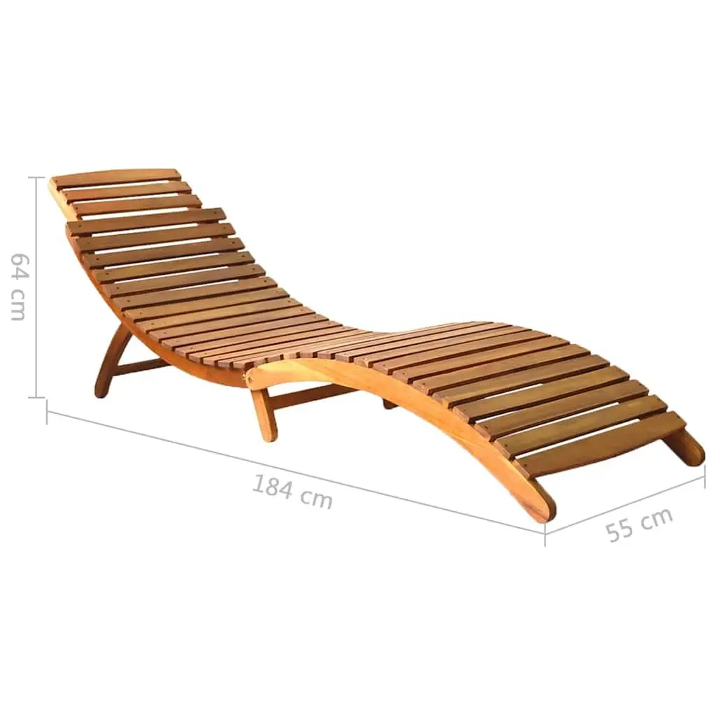 2-Piece Folding Sun Lounger Set in Acacia Wood