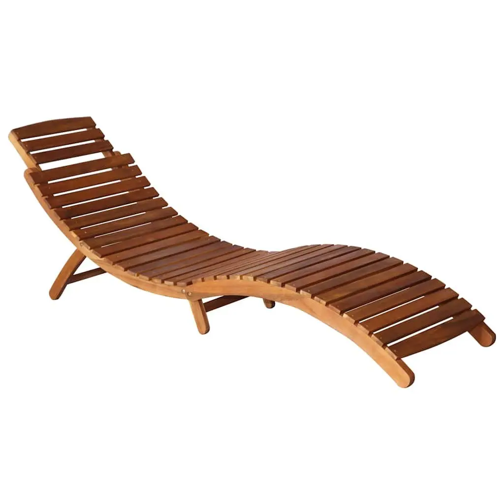 Sun Lounger Set Wooden Folding Garden Patio Daybed with Table Cushions 2 Piece